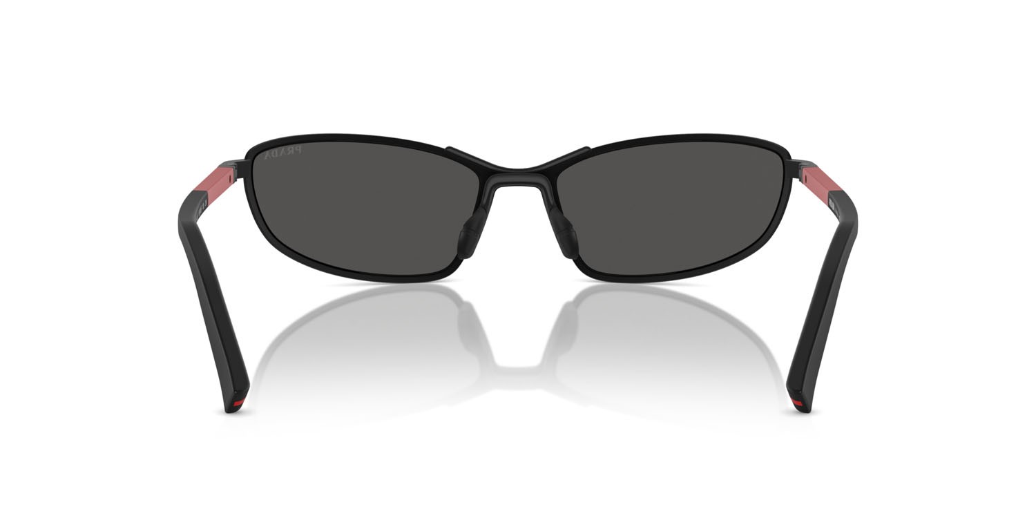 Occhiali da sole Prada Linea Rossa PS 55ZS (1BO06F) colore nero opaco forma irregolare lenti grigio scuro