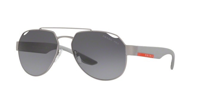 Sonnenbrillen Prada Linea Rossa PS 57US (4495W1) farbe dark grey metal rubber form unregelmäßig gläser polar grey gradient