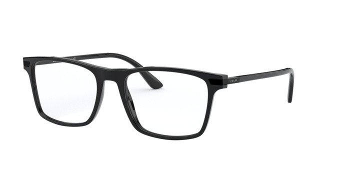 Brillen Prada PR 01WV (07F1O1) farbe black form rechteckig gläser demo lens
