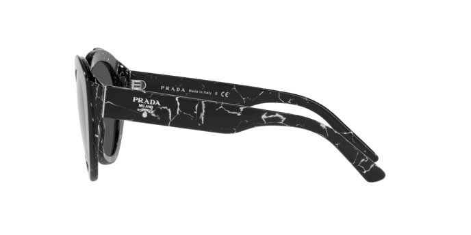 Sonnenbrillen Prada PR 01YS (09V5S0) farbe black marble/top black transp form oval gläser dark grey