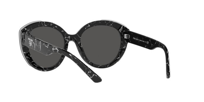 Sonnenbrillen Prada PR 01YS (09V5S0) farbe black marble/top black transp form oval gläser dark grey