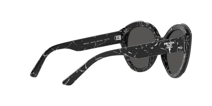 Sonnenbrillen Prada PR 01YS (09V5S0) farbe black marble/top black transp form oval gläser dark grey