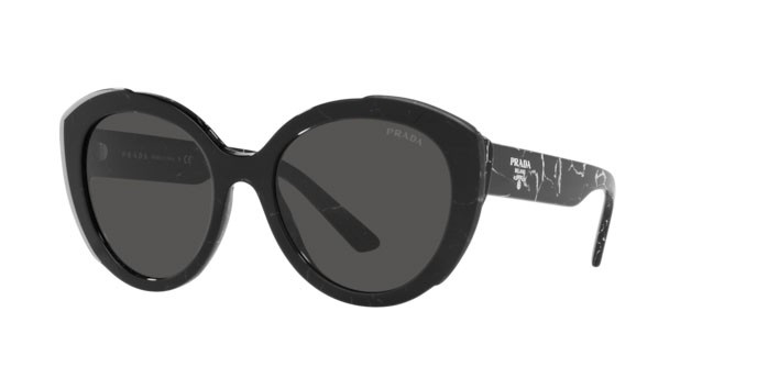 Sonnenbrillen Prada PR 01YS (09V5S0) farbe black marble/top black transp form oval gläser dark grey