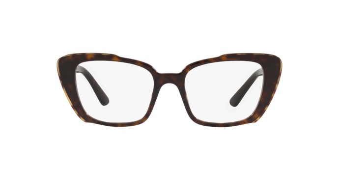 Brillen Prada PR 01YV (2AU1O1) farbe havana form quadratisch gläser demo lens