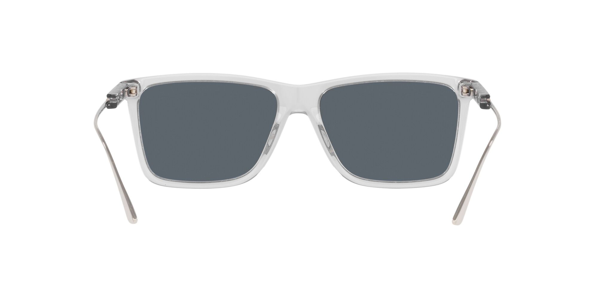 Sunglasses Prada PR 01ZS (U430A9) color grigio trasparente shape rectangle lenses blu