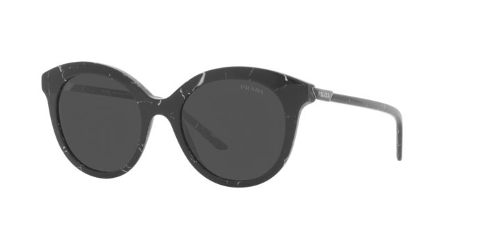 Sonnenbrillen Prada PR 02YS (03Y5S0) farbe black marble form rund gläser dark grey