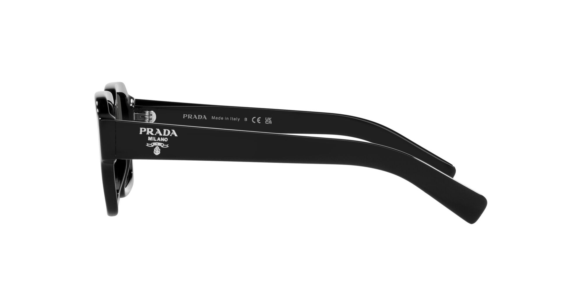 Occhiali da sole Prada PR 02ZS (1AB06T) colore nero forma quadrato lenti graphite sfumato cristallo