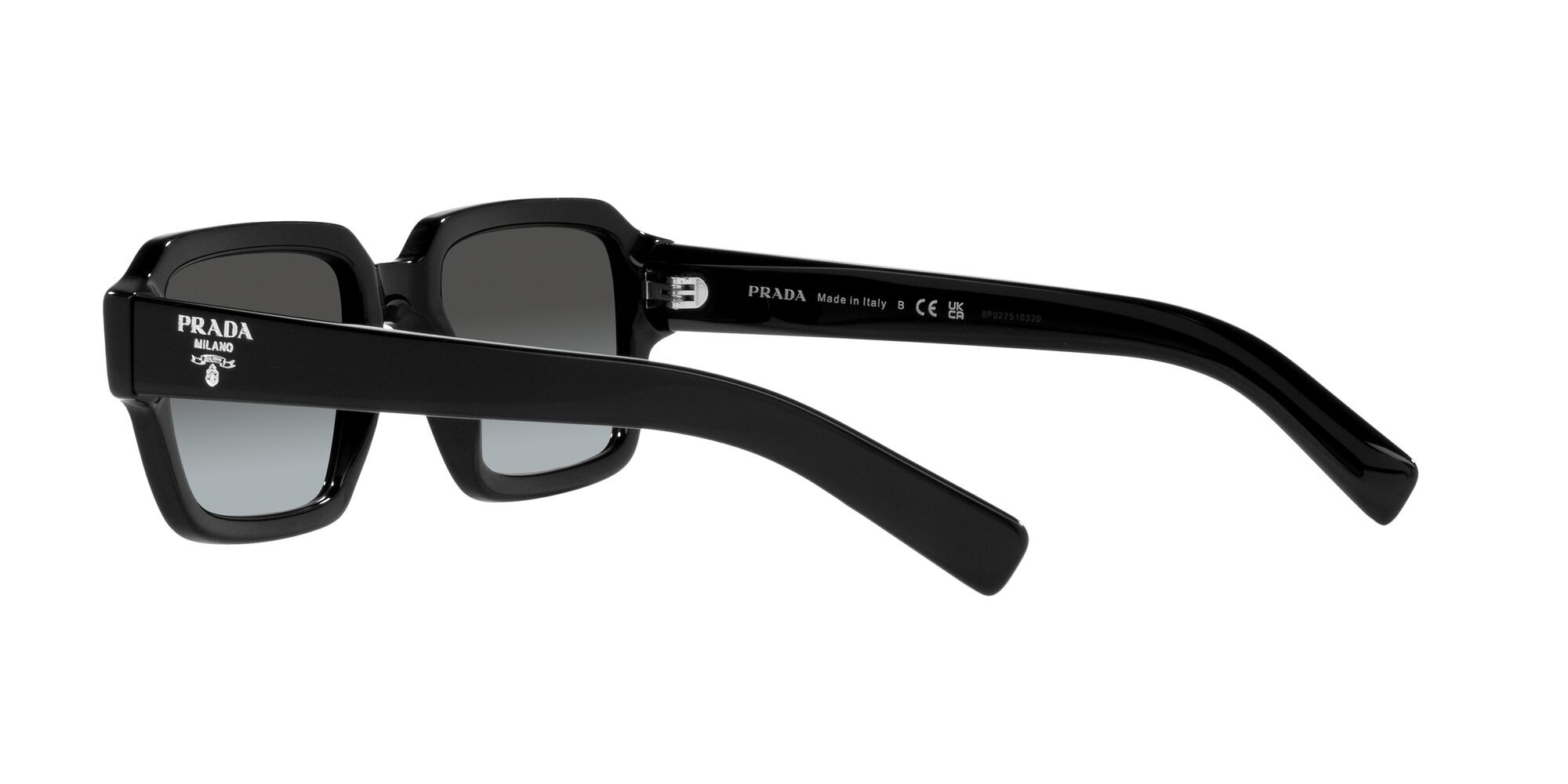 Occhiali da sole Prada PR 02ZS (1AB06T) colore nero forma quadrato lenti graphite sfumato cristallo