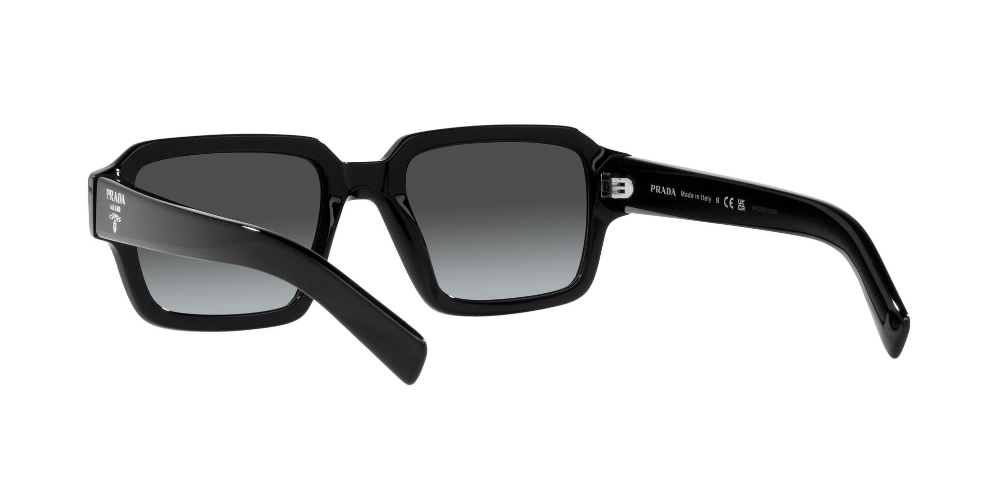 Occhiali da sole Prada PR 02ZS (1AB06T) colore nero forma quadrato lenti graphite sfumato cristallo