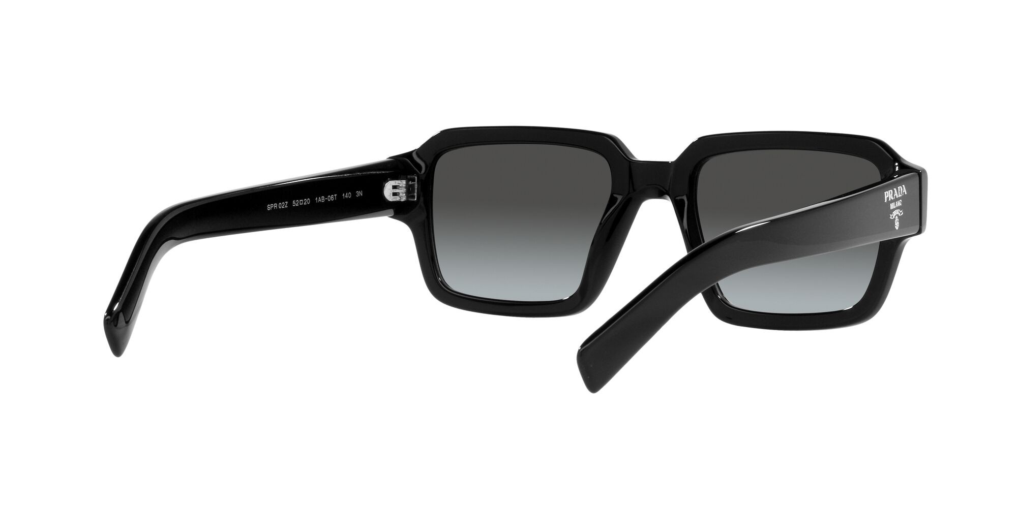 Occhiali da sole Prada PR 02ZS (1AB06T) colore nero forma quadrato lenti graphite sfumato cristallo