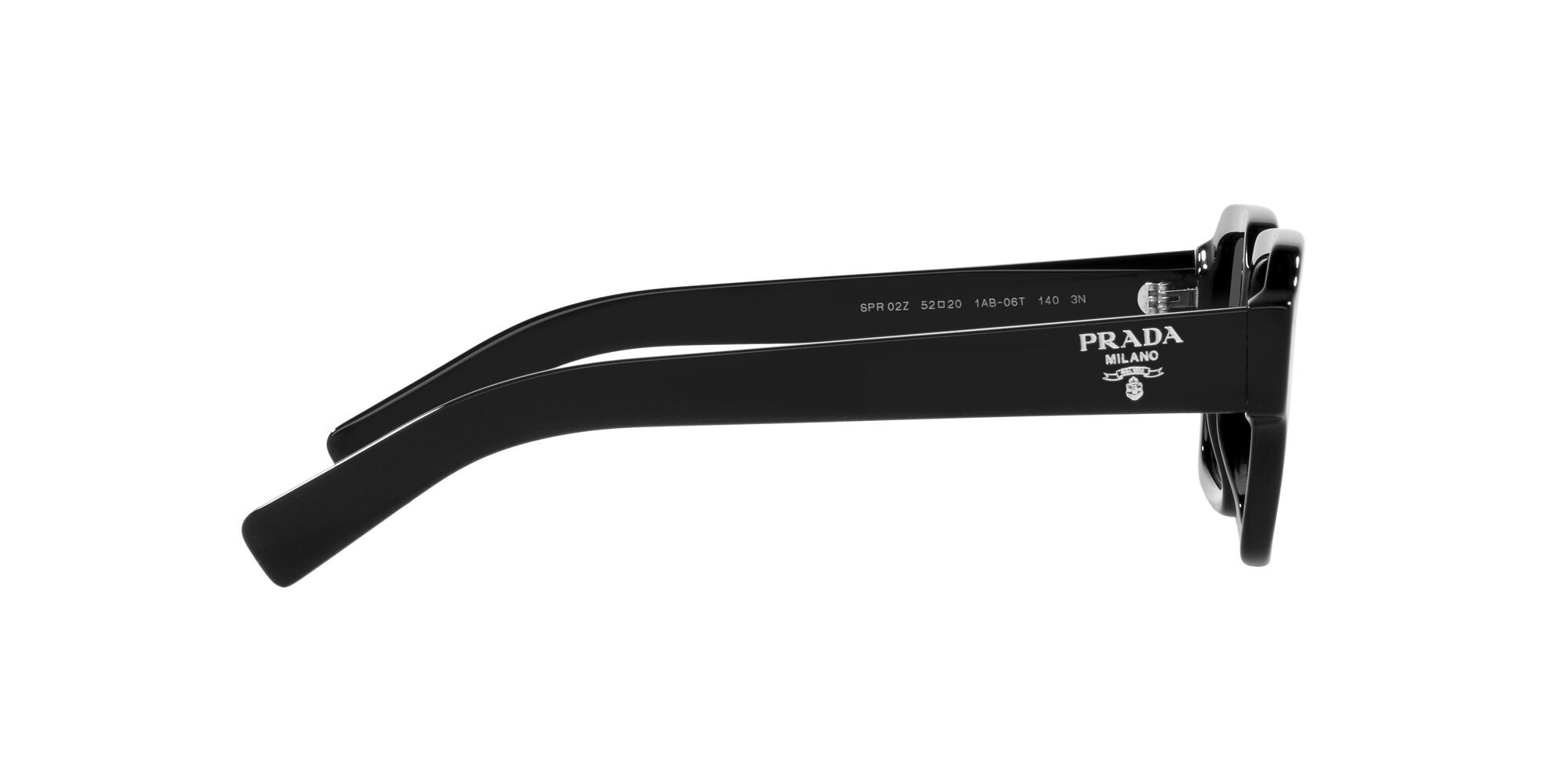 Occhiali da sole Prada PR 02ZS (1AB06T) colore nero forma quadrato lenti graphite sfumato cristallo