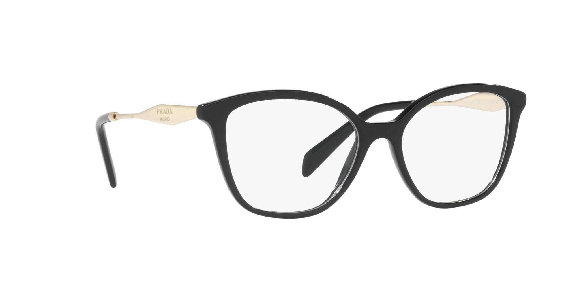 Eyeglasses Prada PR 02ZV (1AB1O1) color nero shape butterfly lenses lente demo