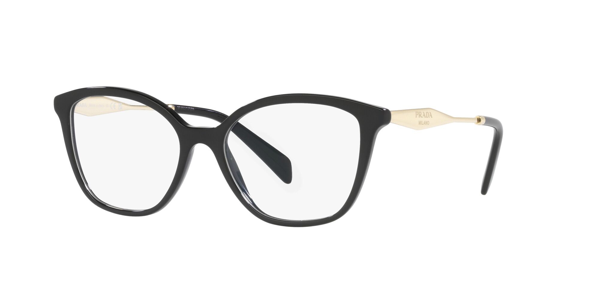 Eyeglasses Prada PR 02ZV (1AB1O1) color nero shape butterfly lenses lente demo