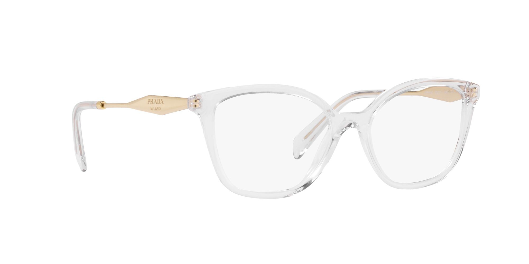 Eyeglasses Prada PR 02ZV (2AZ1O1) color cristallo shape butterfly lenses lente demo