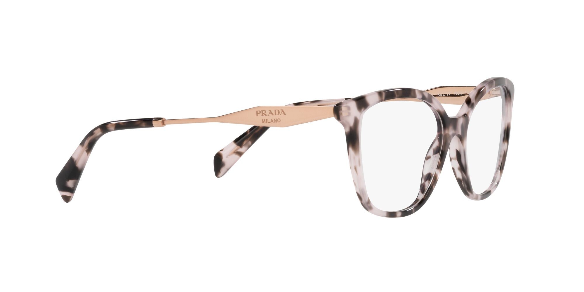 Eyeglasses Prada PR 02ZV (ROJ1O1) color rosa tartarugato shape butterfly lenses lente demo