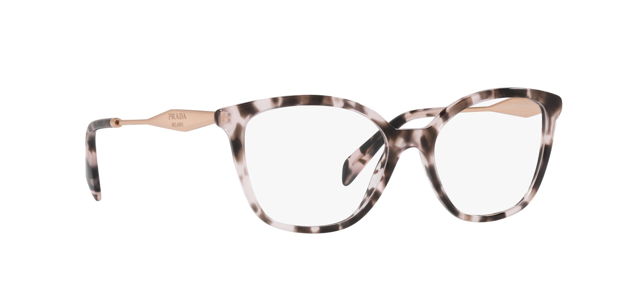 Eyeglasses Prada PR 02ZV (ROJ1O1) color rosa tartarugato shape butterfly lenses lente demo