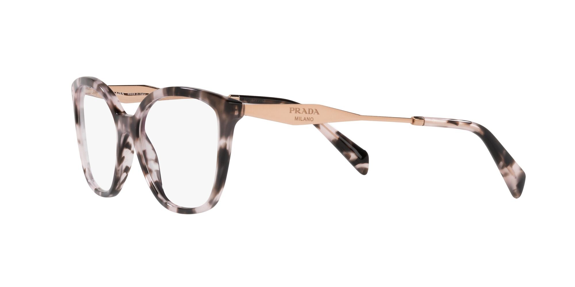 Eyeglasses Prada PR 02ZV (ROJ1O1) color rosa tartarugato shape butterfly lenses lente demo