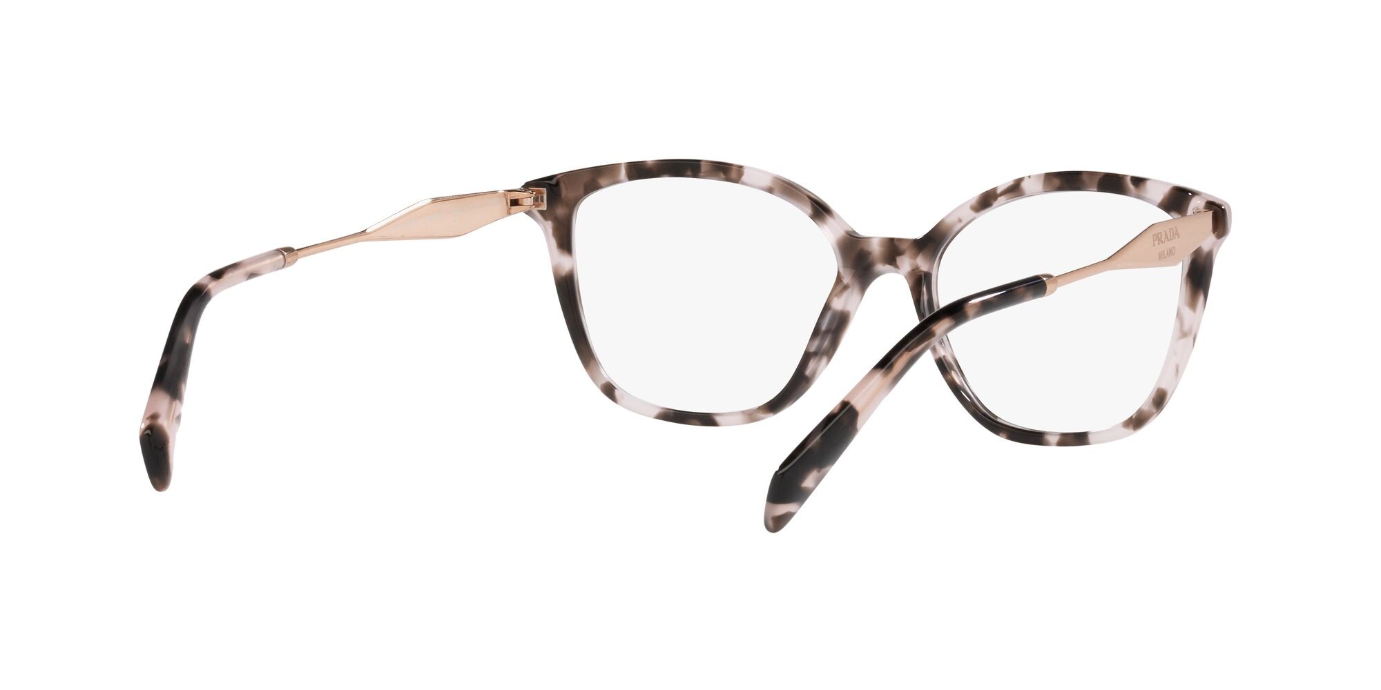 Eyeglasses Prada PR 02ZV (ROJ1O1) color rosa tartarugato shape butterfly lenses lente demo