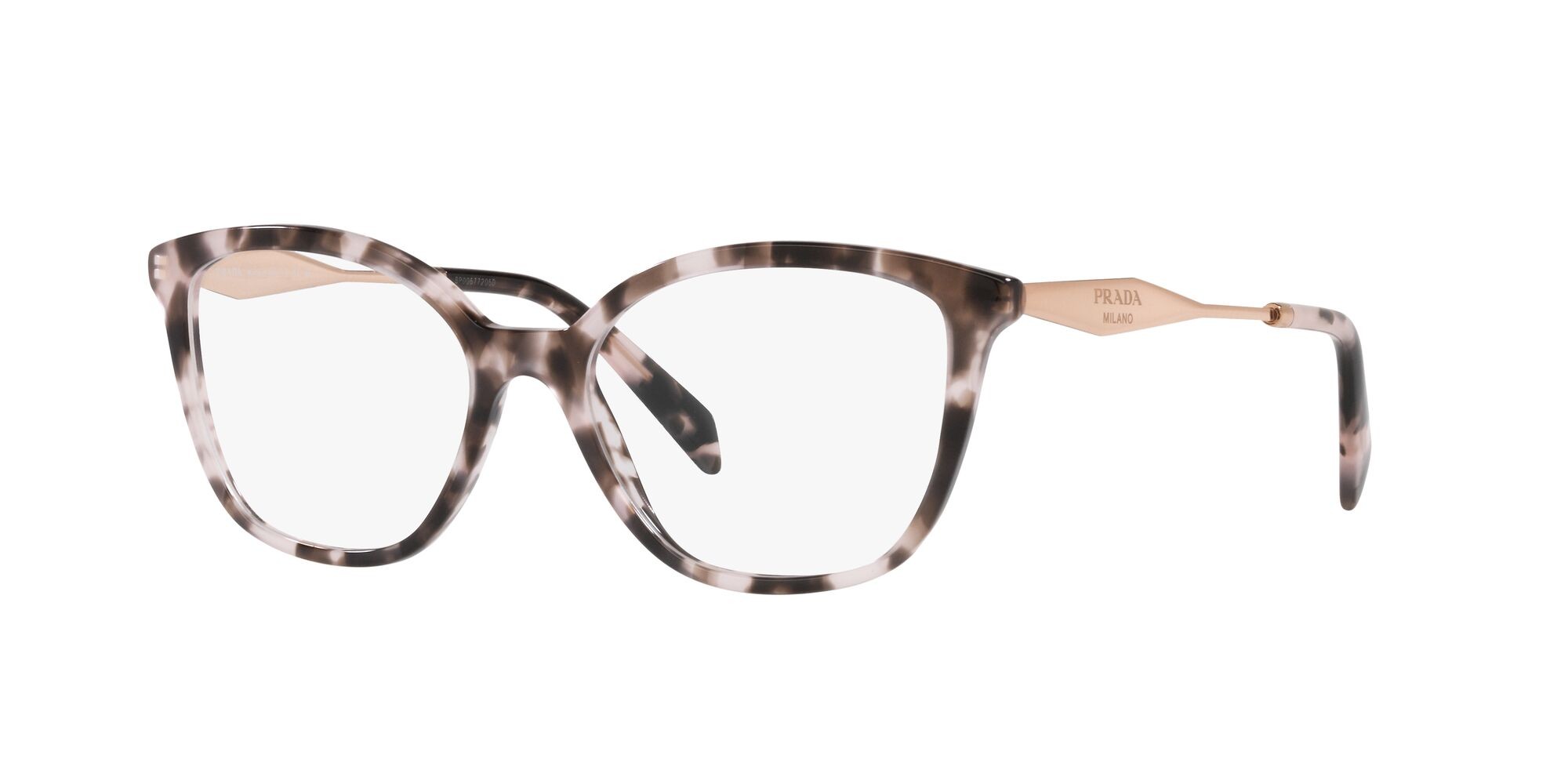 Eyeglasses Prada PR 02ZV (ROJ1O1) color rosa tartarugato shape butterfly lenses lente demo