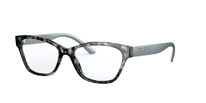Brillen Prada PR 03WV (05H1O1) farbe spotted blue/brown form quadratisch gläser demo lens