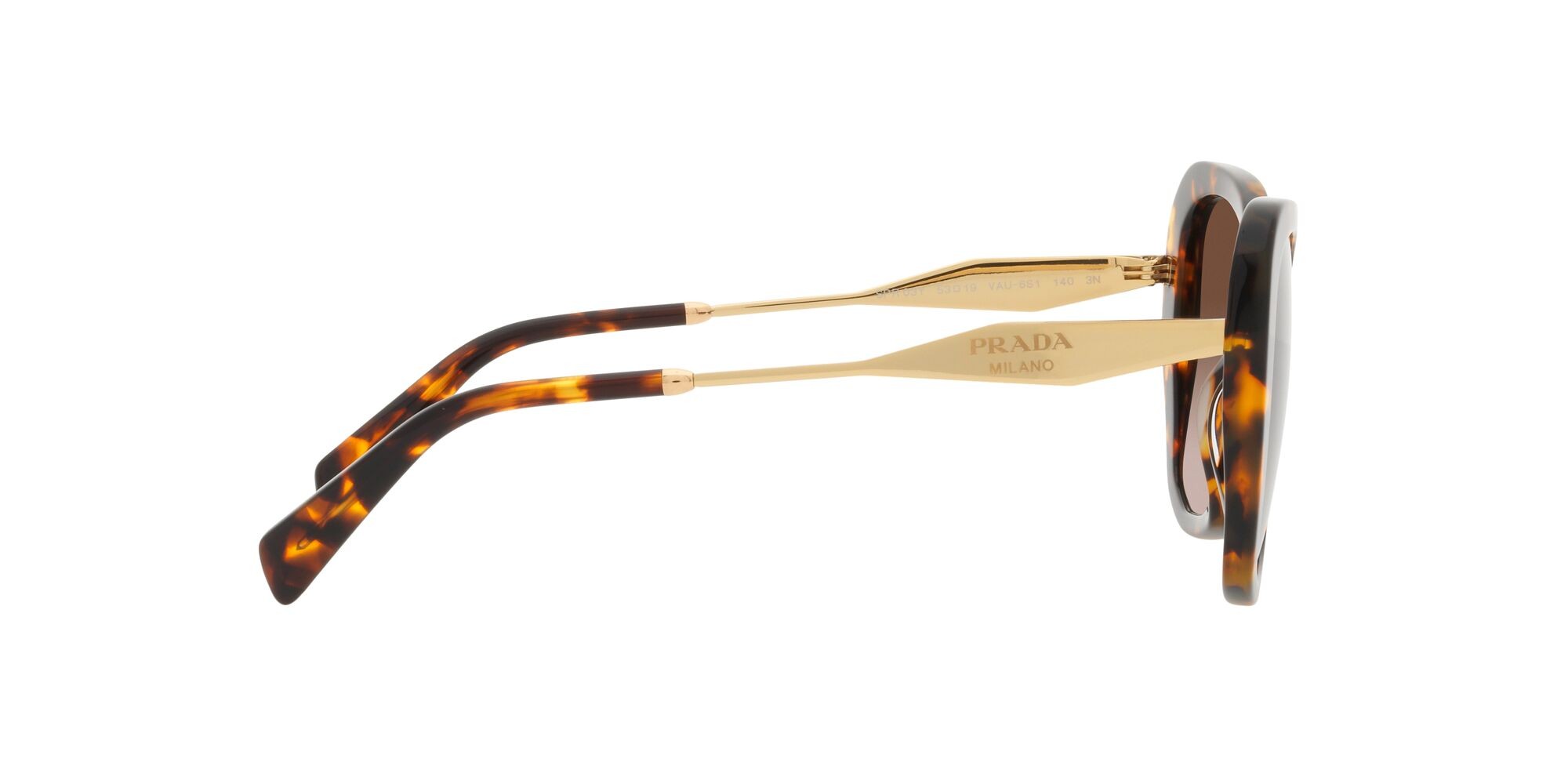 Sonnenbrillen Prada PR 03YS (VAU6S1) farbe miele tartarugato form schmetterling gläser marrone sfumato
