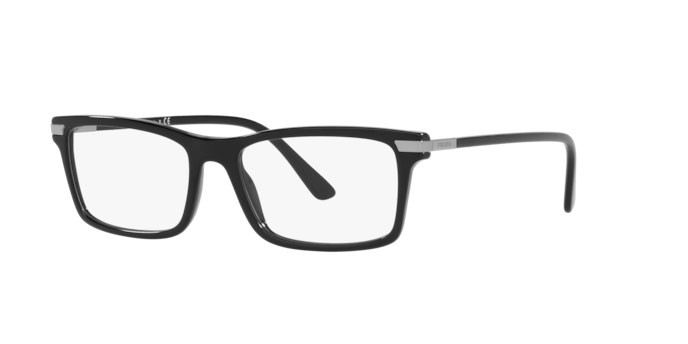 Eyeglasses Prada PR 03YV (1AB1O1) color black shape rectangle lenses demo lens