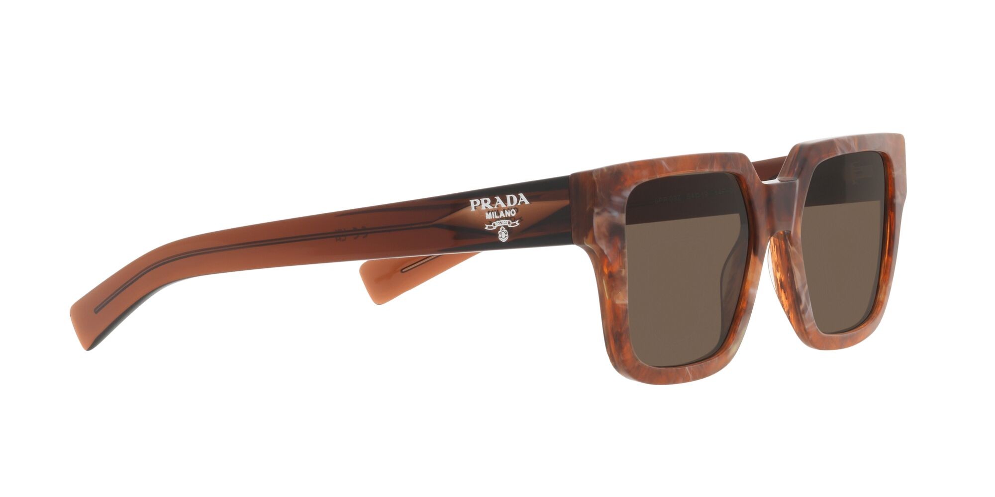 Sonnenbrillen Prada PR 03ZS (14F08T) farbe cognac stone form quadratisch gläser bruciato cristallo