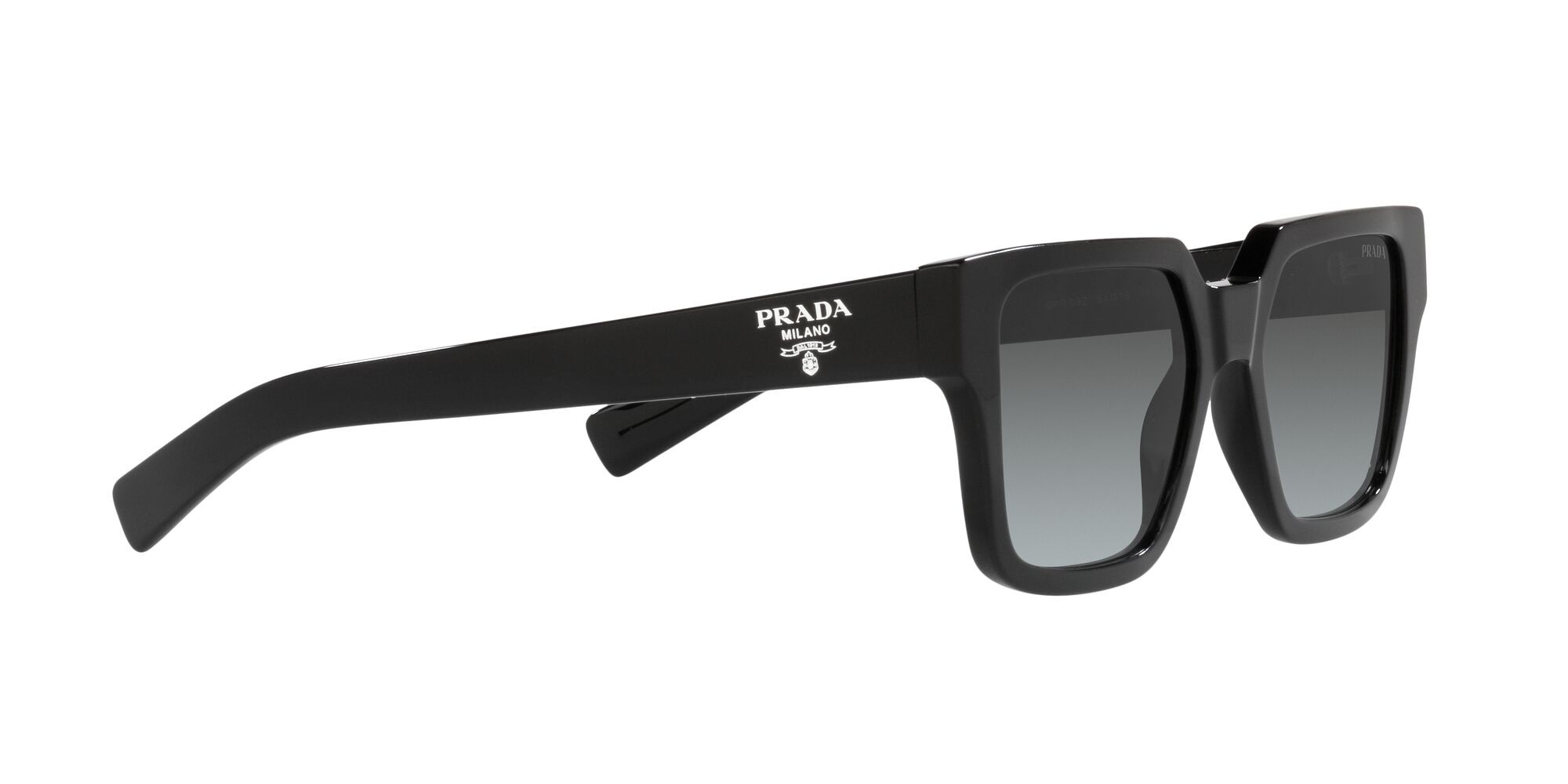 Occhiali da sole Prada PR 03ZS (1AB06T) colore nero forma quadrato lenti grey gradient vintage
