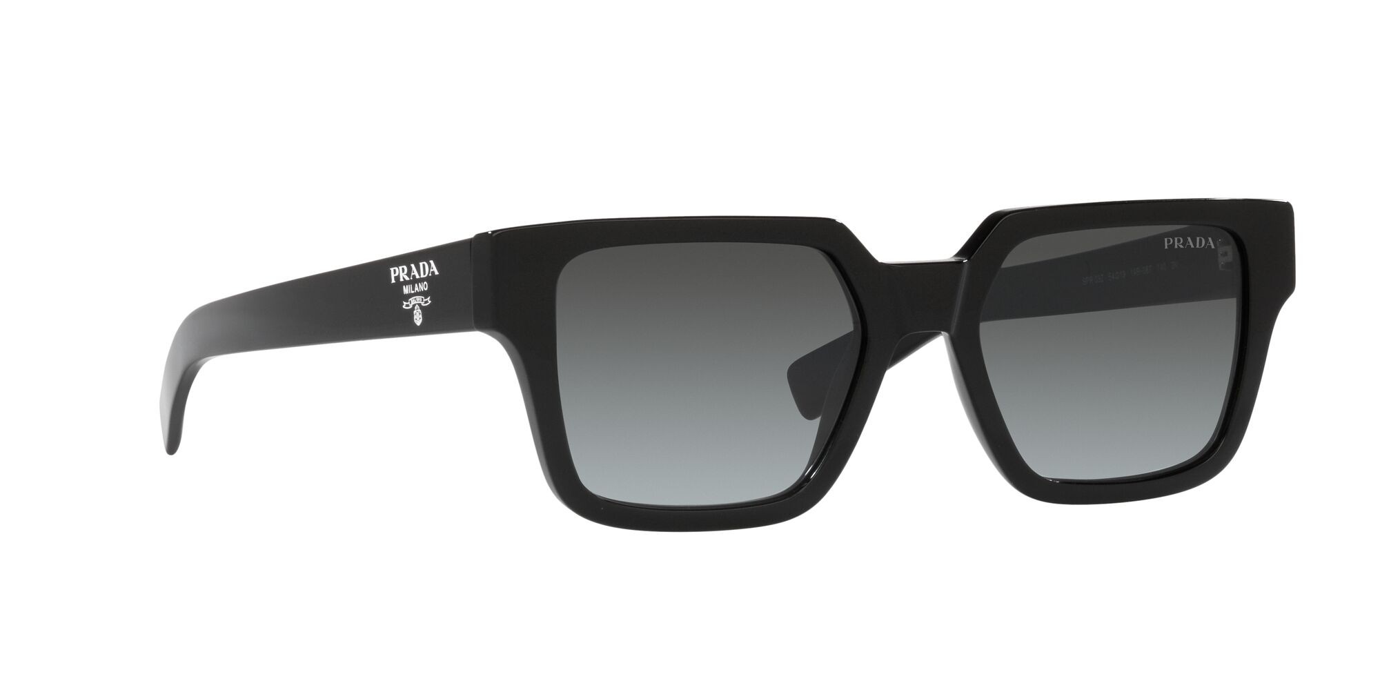 Occhiali da sole Prada PR 03ZS (1AB06T) colore nero forma quadrato lenti grey gradient vintage