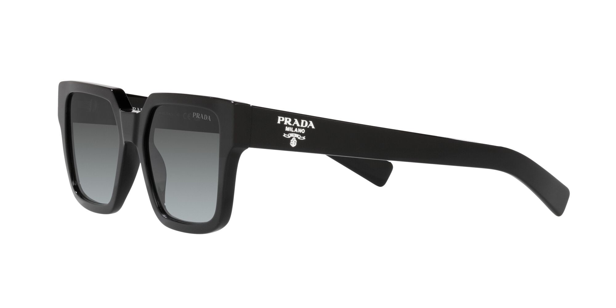 Occhiali da sole Prada PR 03ZS (1AB06T) colore nero forma quadrato lenti grey gradient vintage