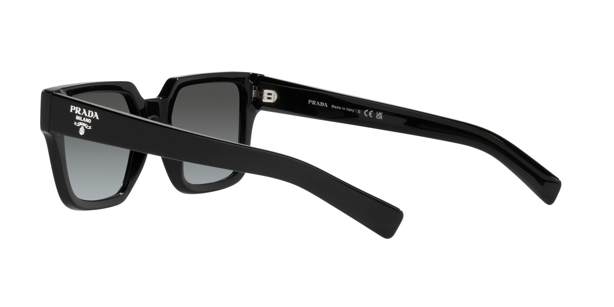Occhiali da sole Prada PR 03ZS (1AB06T) colore nero forma quadrato lenti grey gradient vintage