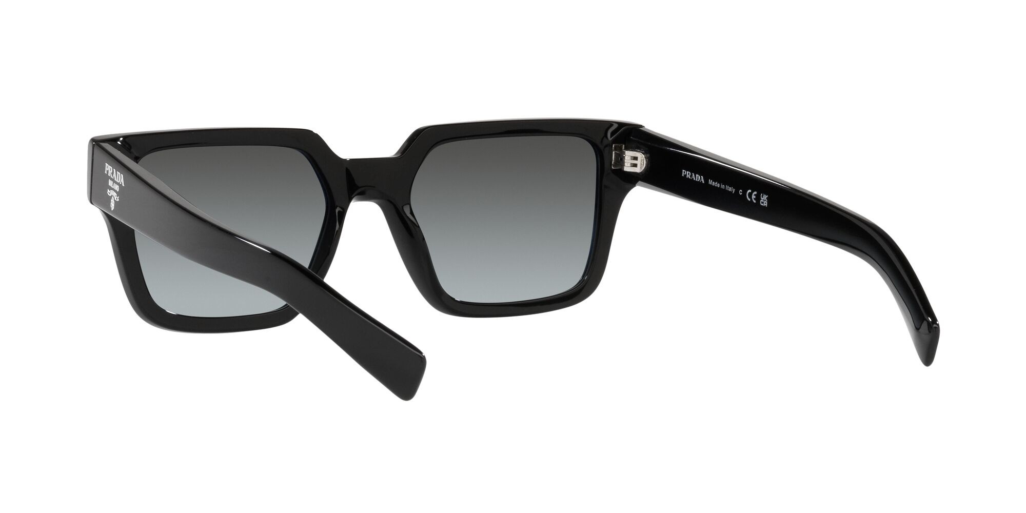 Occhiali da sole Prada PR 03ZS (1AB06T) colore nero forma quadrato lenti grey gradient vintage