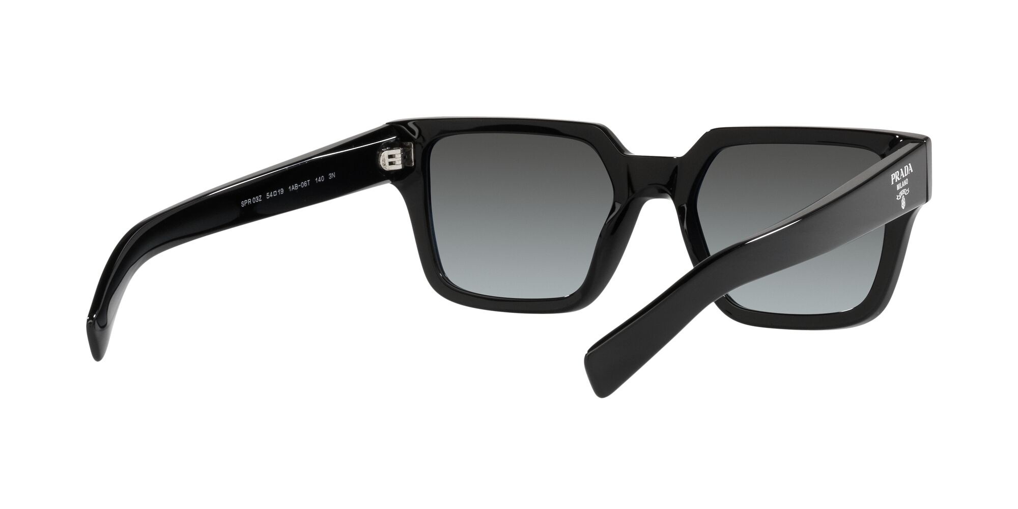 Occhiali da sole Prada PR 03ZS (1AB06T) colore nero forma quadrato lenti grey gradient vintage
