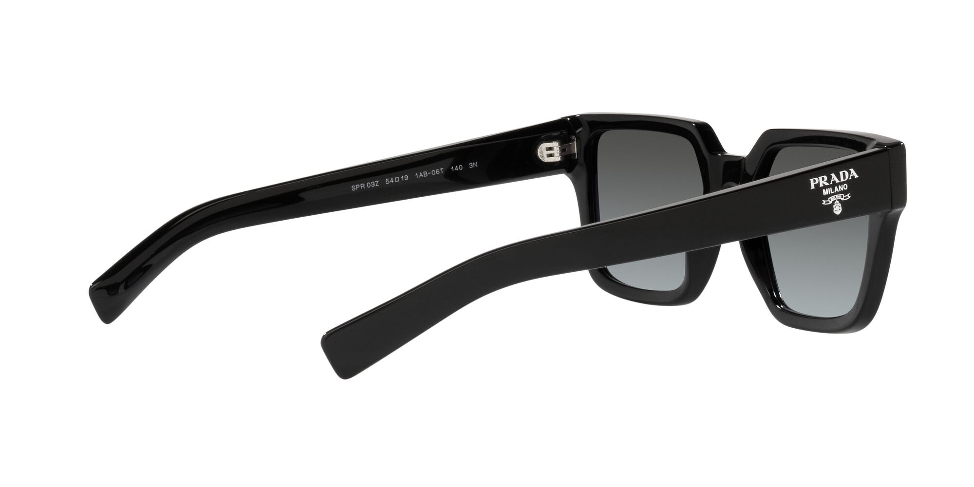 Occhiali da sole Prada PR 03ZS (1AB06T) colore nero forma quadrato lenti grey gradient vintage