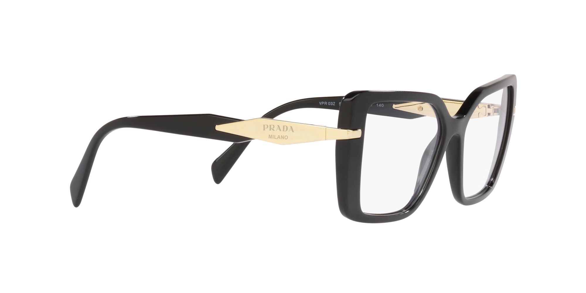 Eyeglasses Prada PR 03ZV (1AB1O1) color nero shape square lenses lente demo