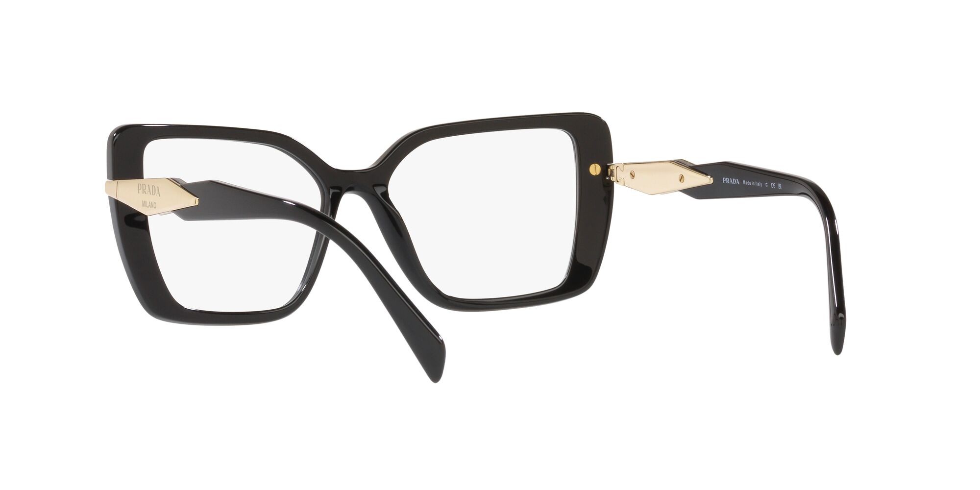 Eyeglasses Prada PR 03ZV (1AB1O1) color nero shape square lenses lente demo