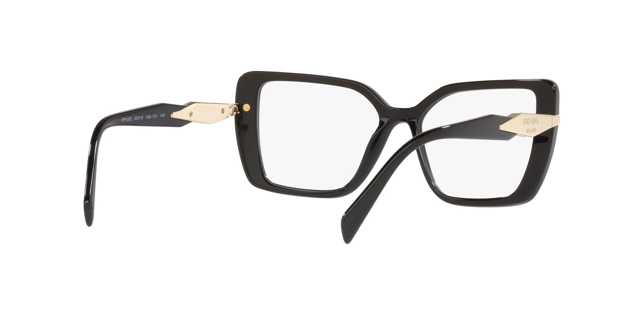 Eyeglasses Prada PR 03ZV (1AB1O1) color nero shape square lenses lente demo