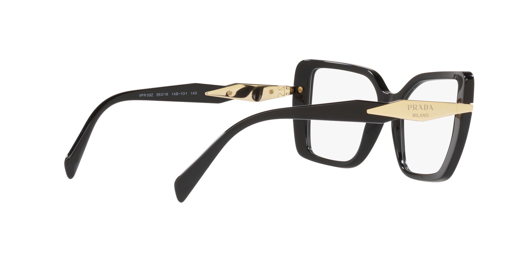 Eyeglasses Prada PR 03ZV (1AB1O1) color nero shape square lenses lente demo