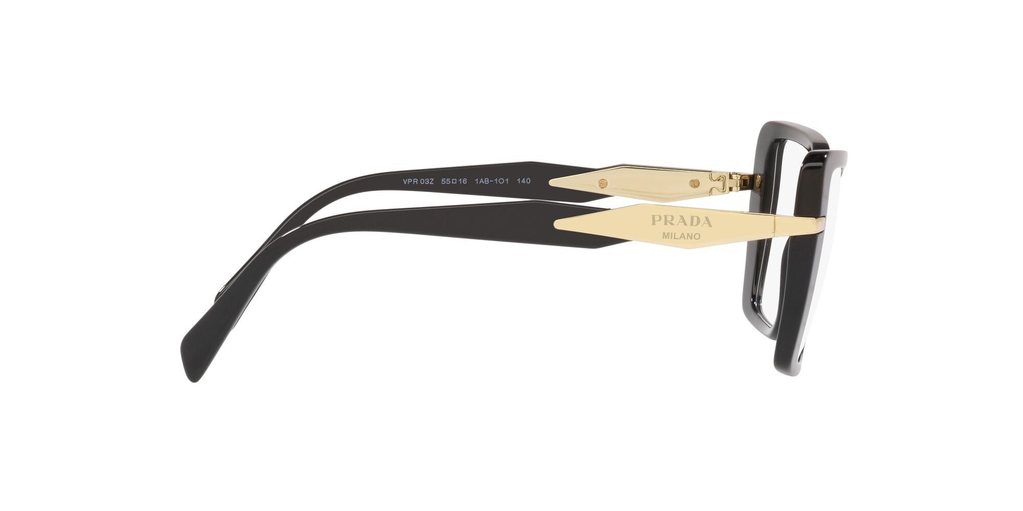 Eyeglasses Prada PR 03ZV (1AB1O1) color nero shape square lenses lente demo