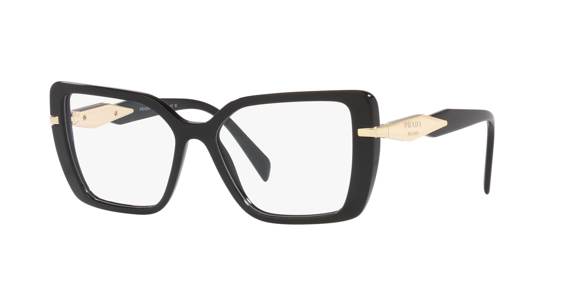 Eyeglasses Prada PR 03ZV (1AB1O1) color nero shape square lenses lente demo