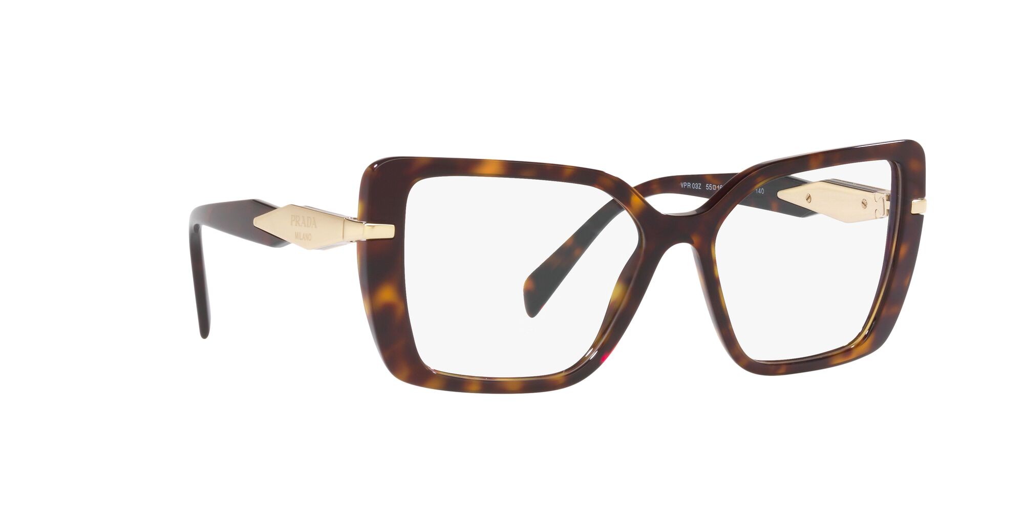 Eyeglasses Prada PR 03ZV (2AU1O1) color tartarugato shape square lenses lente demo