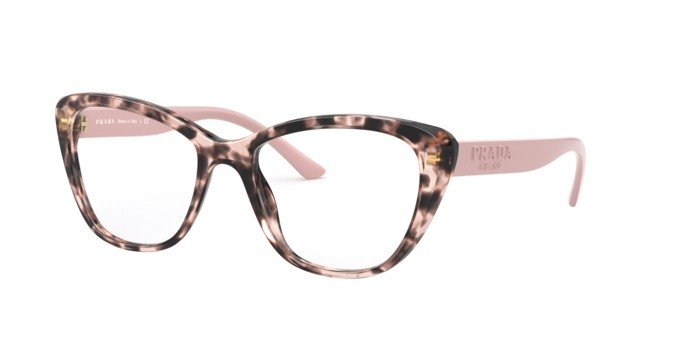Eyeglasses Prada PR 04WV (ROJ1O1) color pink havana shape butterfly lenses demo lens