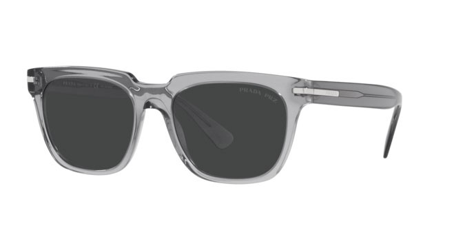 Sunglasses Prada PR 04YS (08U08G) color trasparent grey shape square lenses polar black