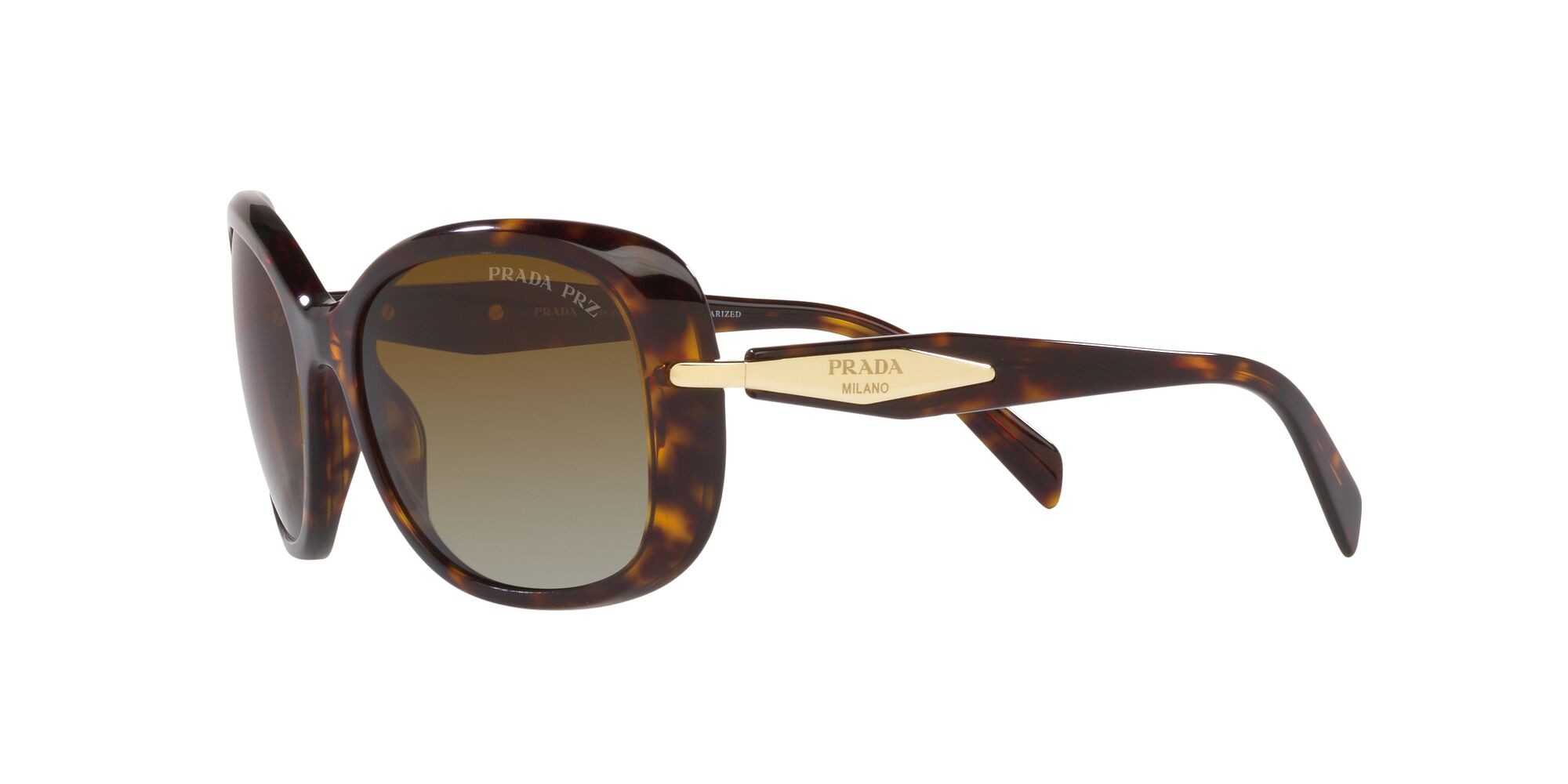 Sonnenbrillen Prada PR 04ZS (2AU6E1) farbe tartarugato form rechteckig gläser polarizzata marrone sfumato