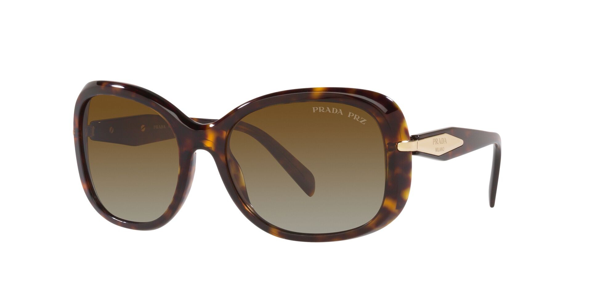 Sonnenbrillen Prada PR 04ZS (2AU6E1) farbe tartarugato form rechteckig gläser polarizzata marrone sfumato
