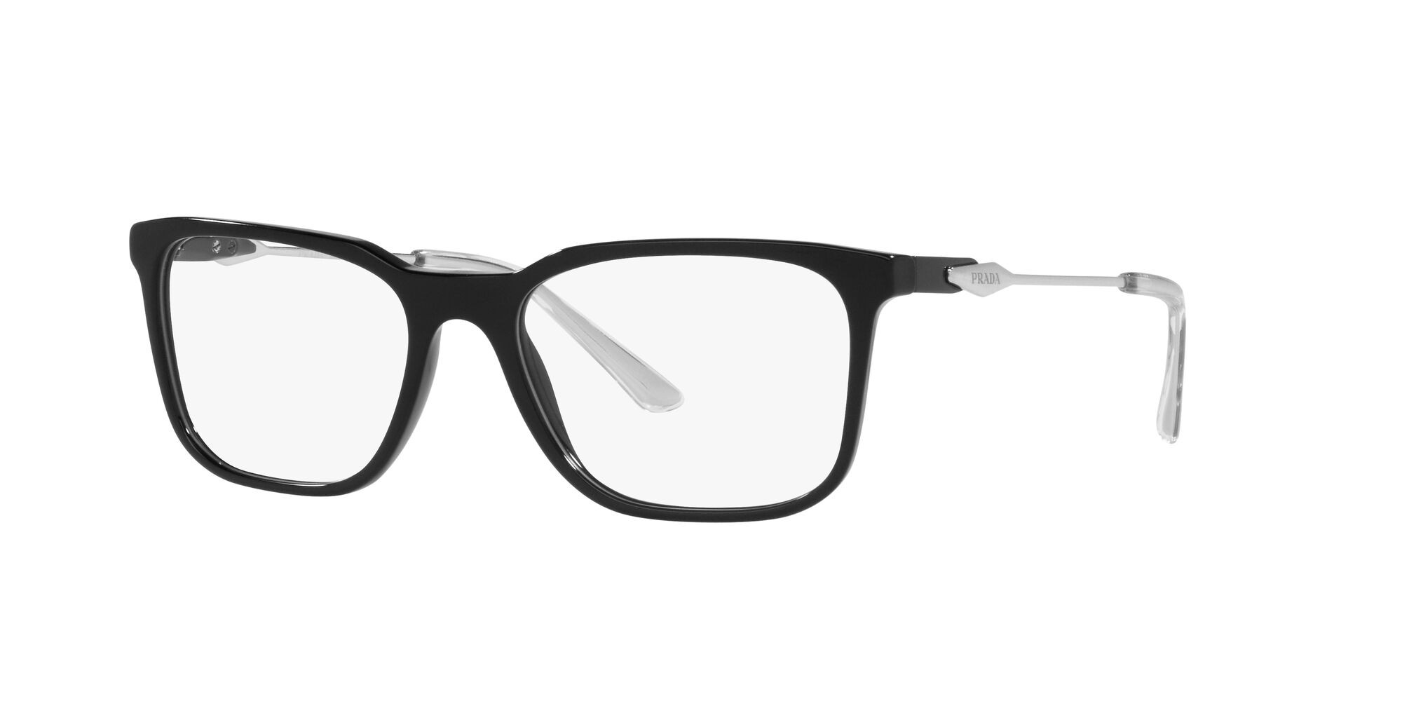 Eyeglasses Prada PR 05ZV (1AB1O1) color nero shape rectangle lenses lente demo
