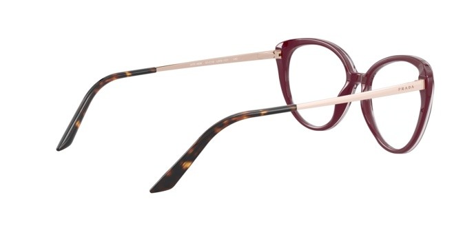 Brillen Prada PR 06WV (UAN1O1) farbe bordeaux form rund gläser demo lens