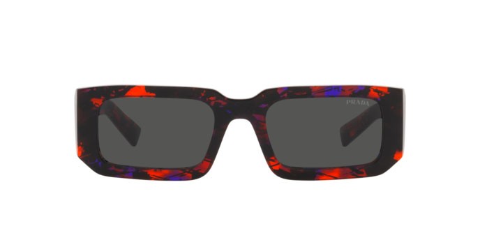 Occhiali da sole Prada PR 06YS (06V5S0) colore abstract orange forma rettangolare lenti dark grey