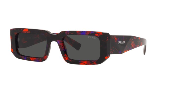 Occhiali da sole Prada PR 06YS (06V5S0) colore abstract orange forma rettangolare lenti dark grey