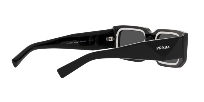 Occhiali da sole Prada PR 06YS (09Q5S0) colore black/white forma rettangolare lenti dark grey